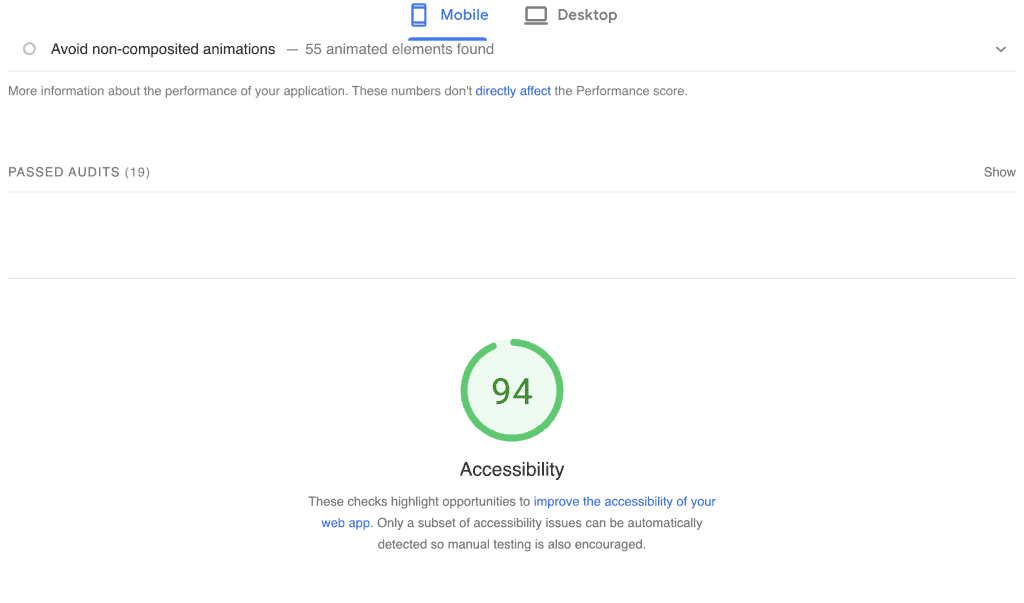Google PageSpeed Erisilebilirlik