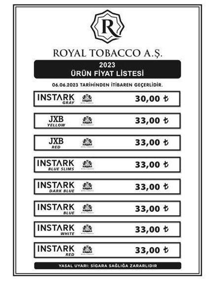 Royal Tobacco Fiyat Listesi