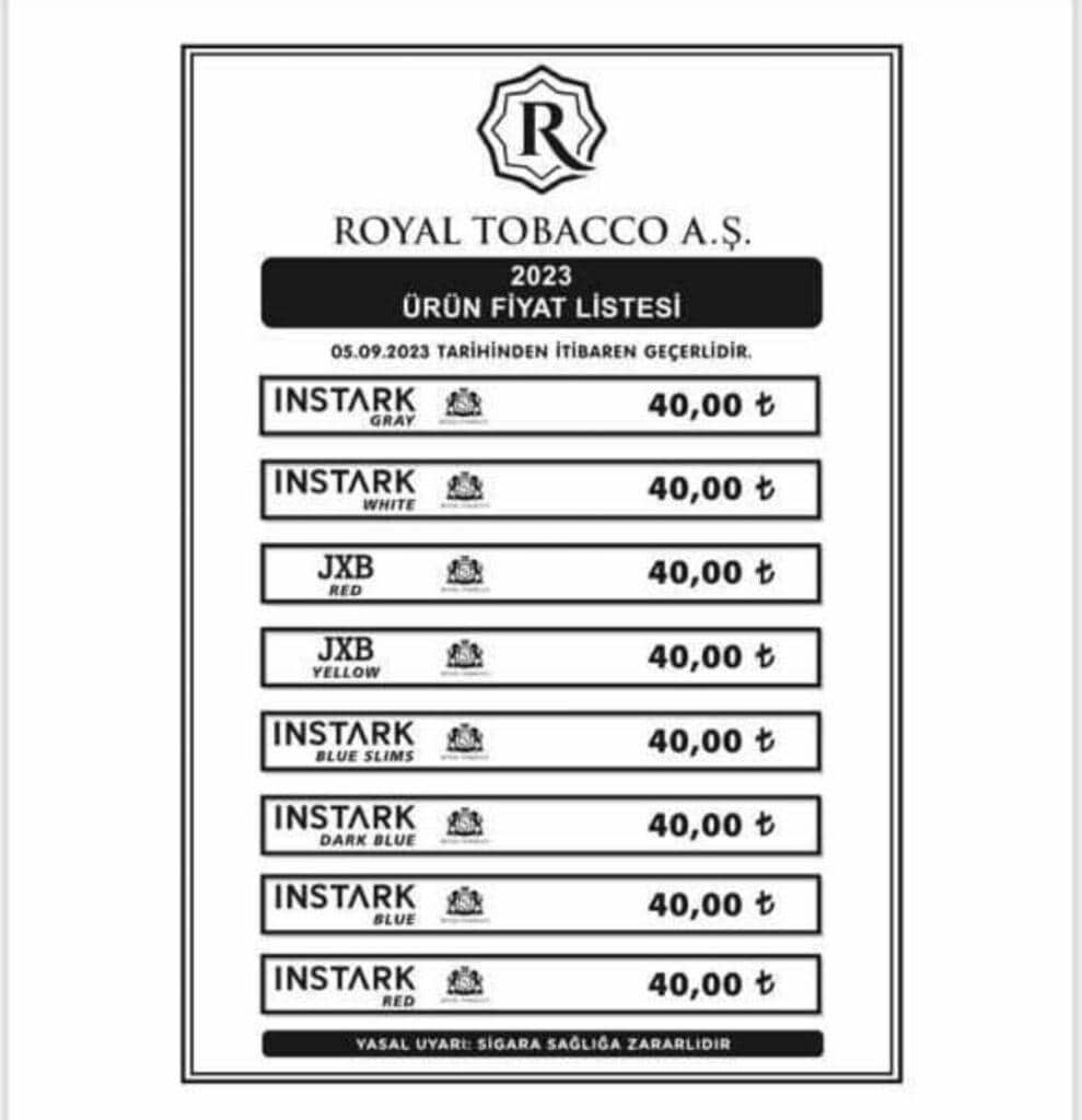 Royal Tobacco Sigara Fiyat Listesi