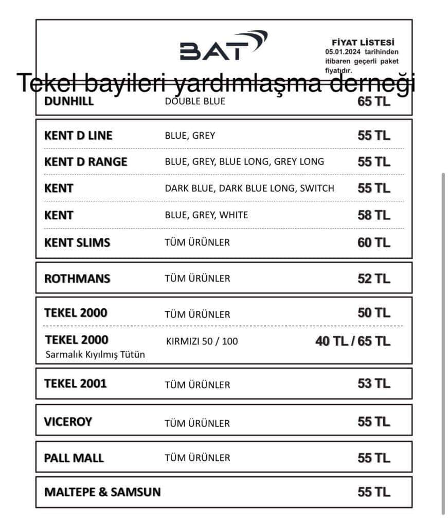 BAT Sigara Fiyatları