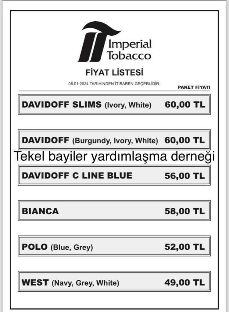 Imperial Tobacco Fiyat Listesi