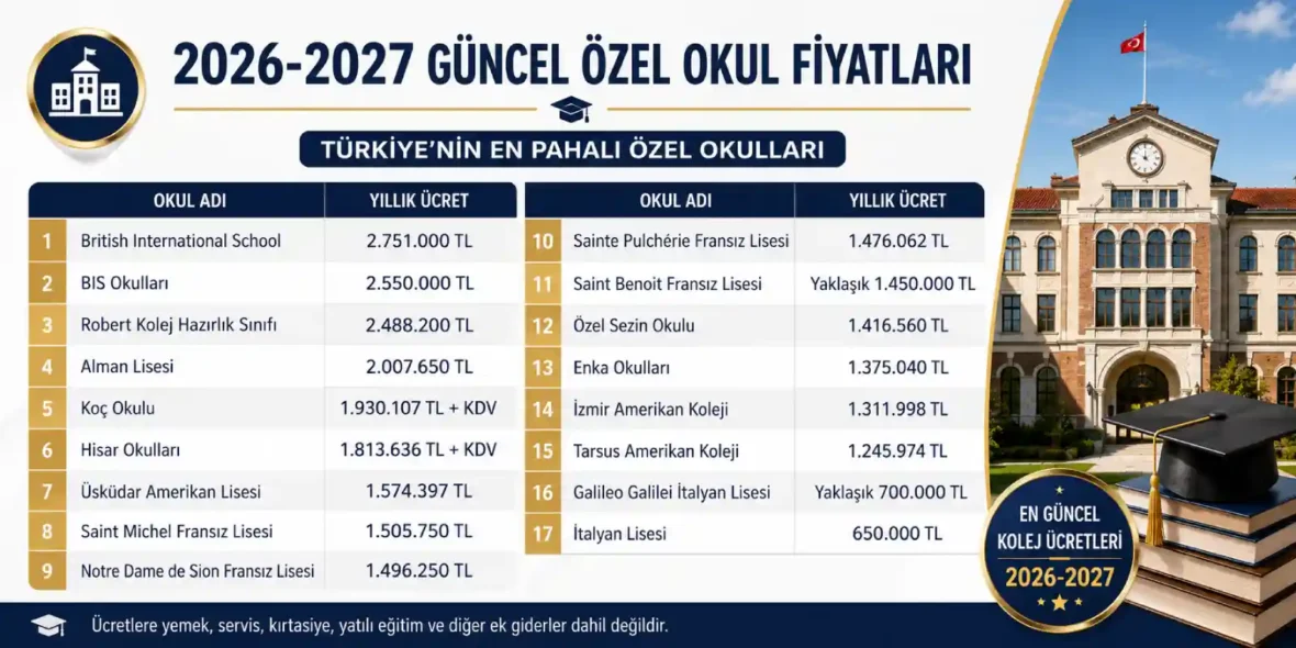 Güncel Özel Okul Fiyatları