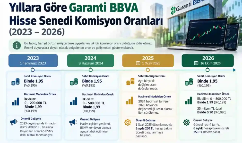 Yıllara Göre Garanti BBVA Hisse Senedi Komisyon Oranları