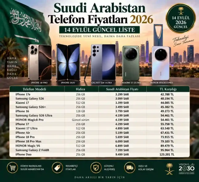 Güncel Suudi Arabistan Telefon Fiyatları