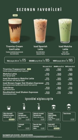 Starbucks Menü Fiyatları