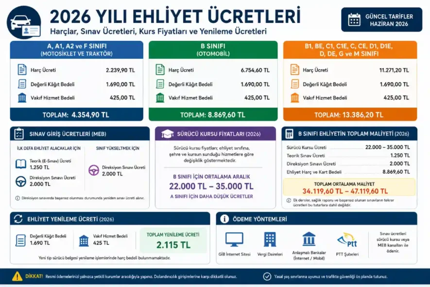 2026 Yılı Ehliyet Harç Ücretleri