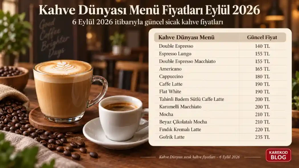 Güncel Kahve Dünyası Menü Fiyatları