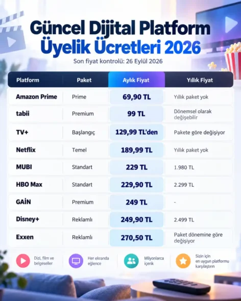 Dijital Platform Üyelik Ücretleri