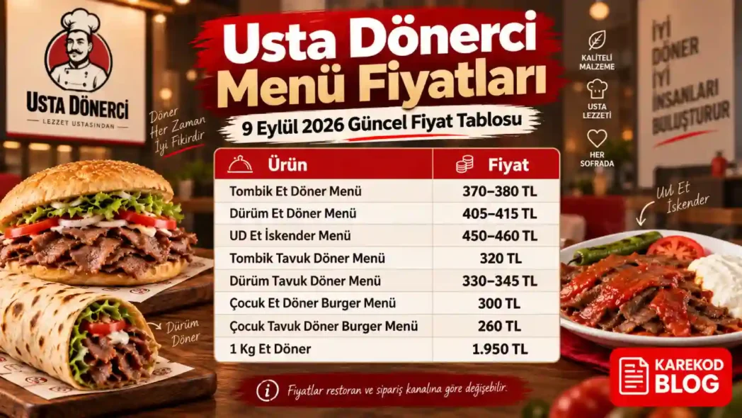 Usta Dönerci Menü Fiyatları