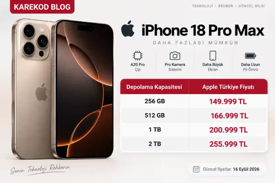 iPhone 18 Pro Max Fiyatları – 16 Eylül 2026