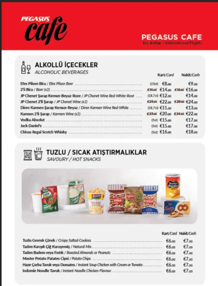 Pegasus Dış Hatlar Menü Fiyatları