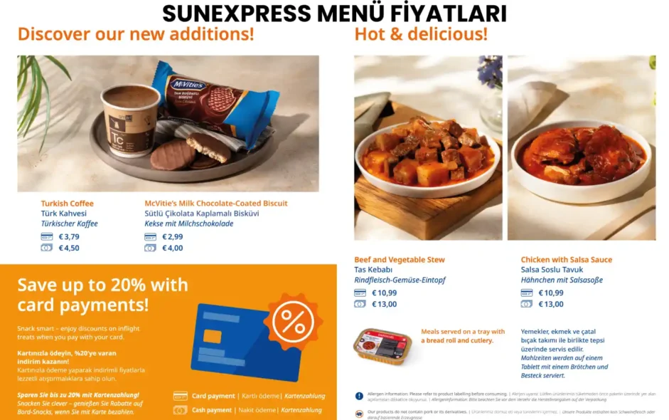 SunExpress Menü Fiyatları