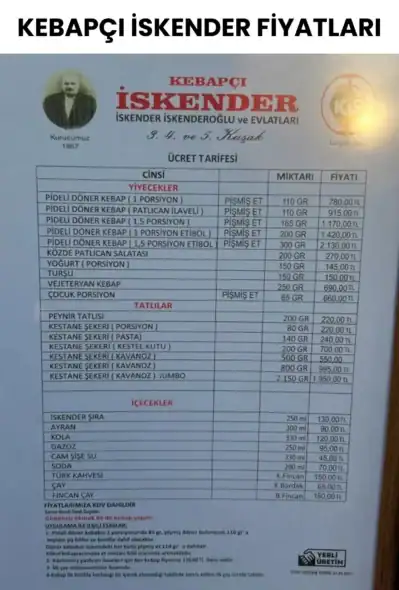 Kebapçı İskender Fiyatları