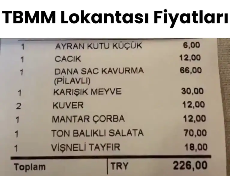 TBMM Lokantası Fiyatları