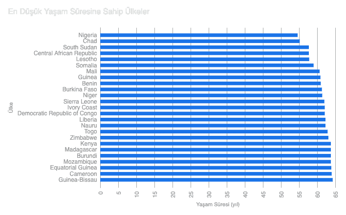 Yaşam Süresi En Düşük Ülkeler