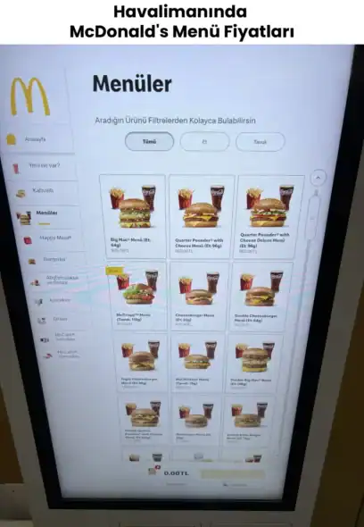 Havalimanında McDonald's Menü Fiyatları