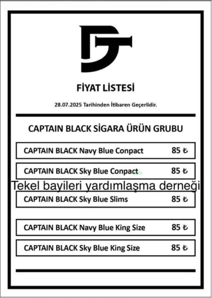 Captian Black Sigara Fiyat Listesi