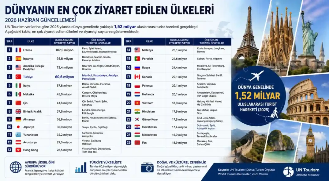 Dünyanın En Çok Ziyaret Edilen Ülkeleri