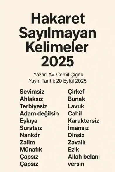 Hakaret Sayılmayan Kelimeler