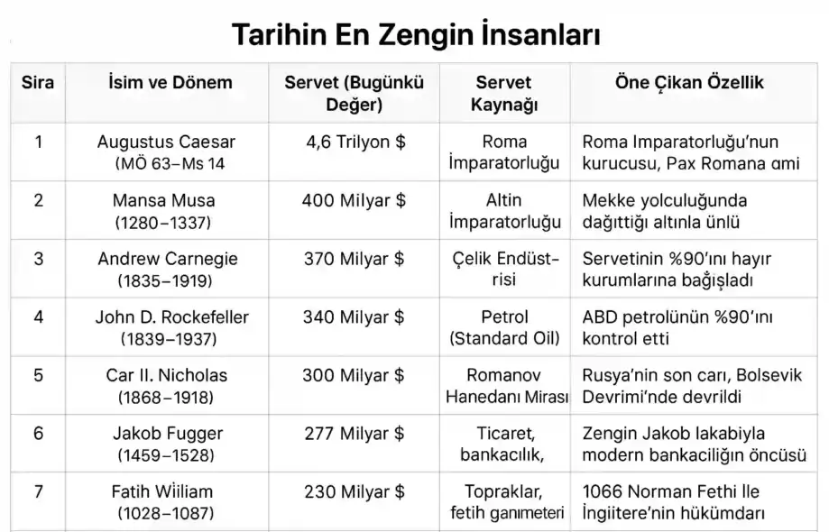 Tarihin En Zengin İnsanları