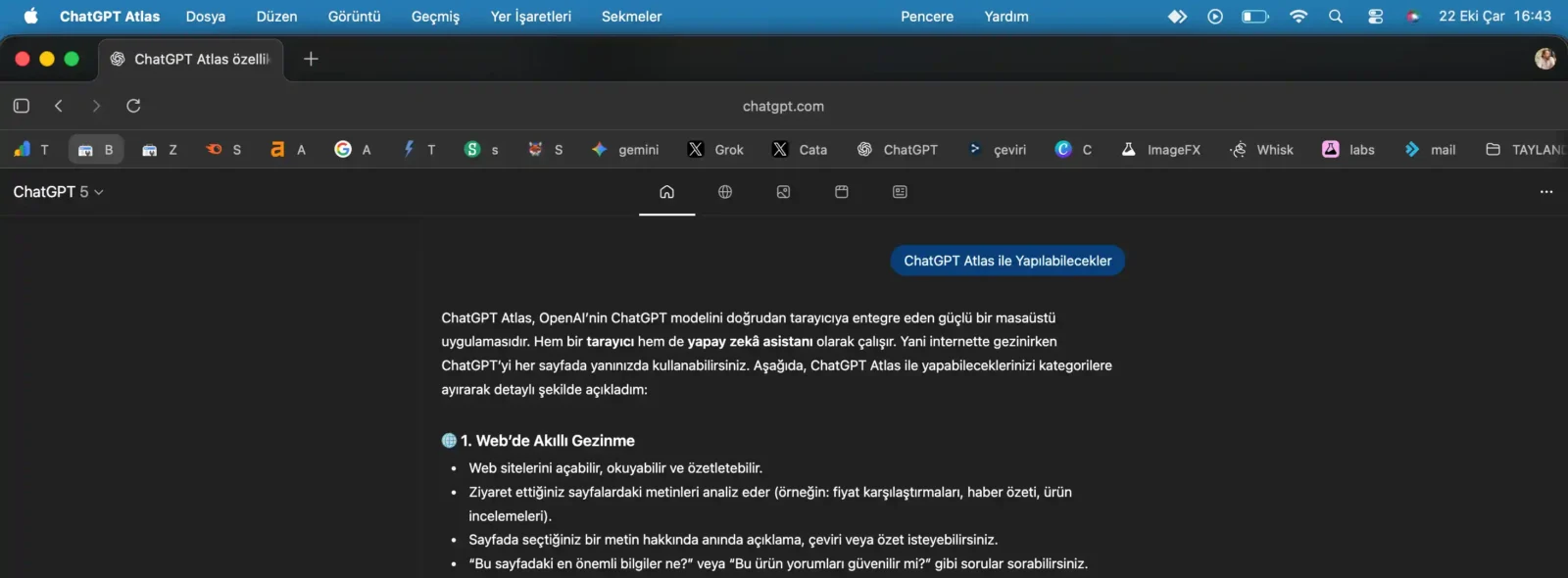 ChatGPT Atlas ile Yapılabilecekler