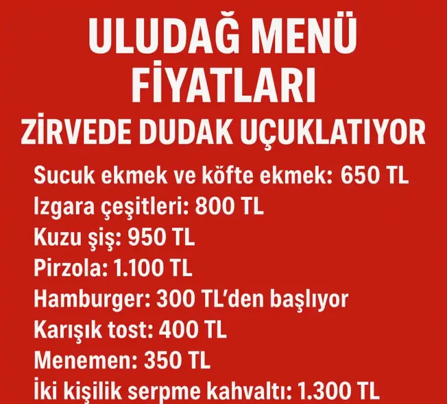 Uludağ Yemek Fiyatları