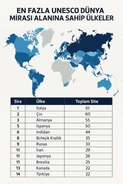 En Fazla UNESCO Dünya Mirası Alanı Bulunan Ülkeler