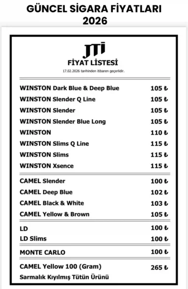 JTI Sigara Fiyat Listesi