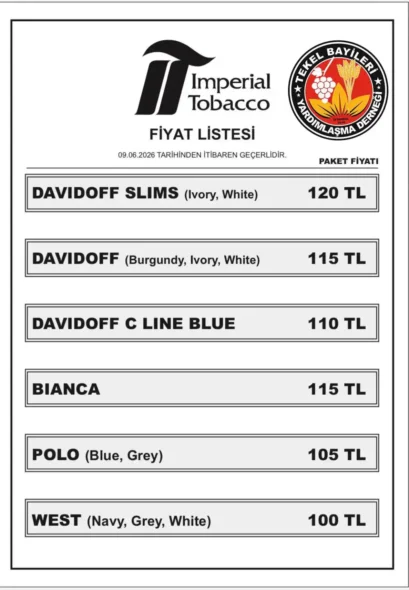 Güncel Imperial Tobacco Fiyat Listesi