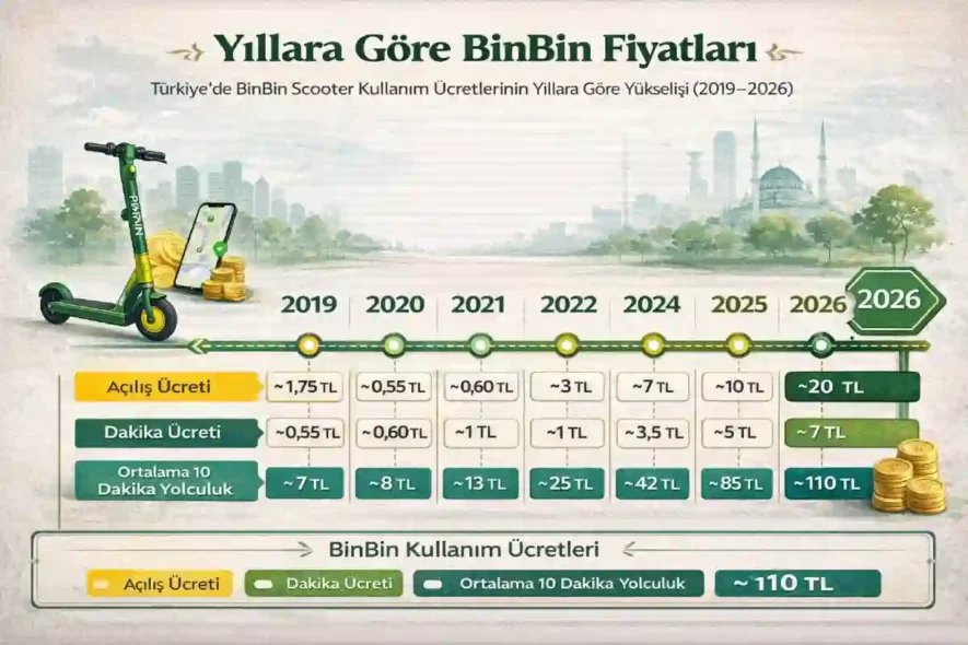 Yıllara Göre BinBin Scooter Ücretleri