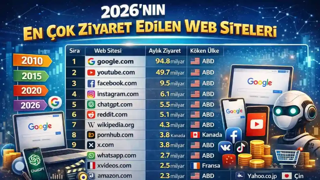 2026'nın En Çok Ziyaret Edilen Web Siteleri