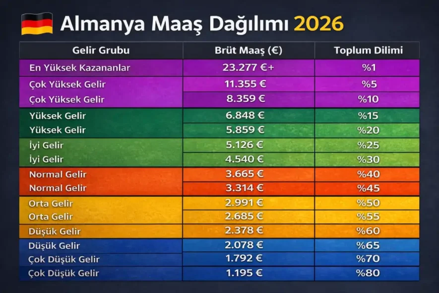 Almanya'da Ortalama Maaş Dağılımı