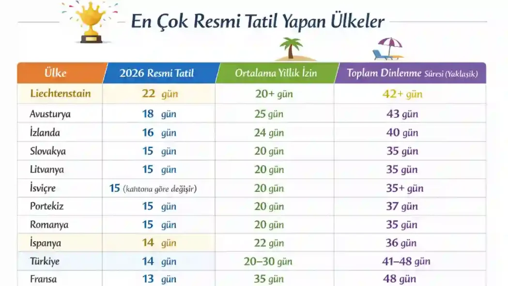 Avrupa'da En Çok Resmi Tatil Yapan Ülkeler