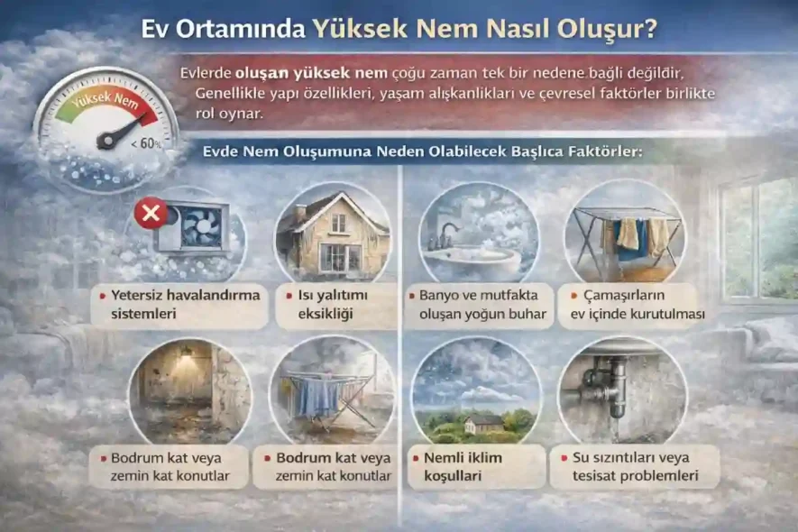 Ev Ortamında Yüksek Nem Nasıl Oluşur?