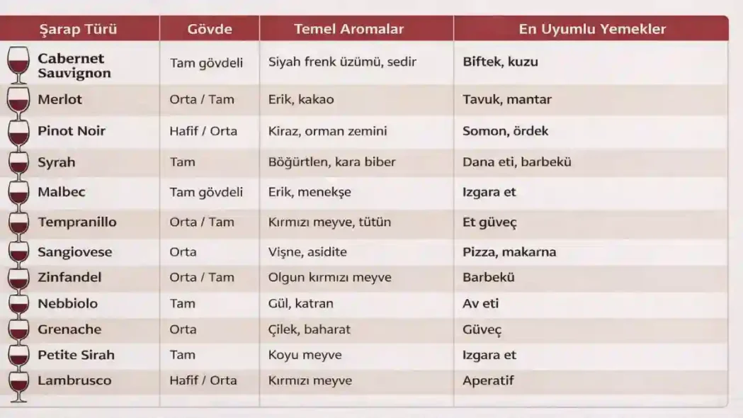 Kırmızı Şarap Türleri