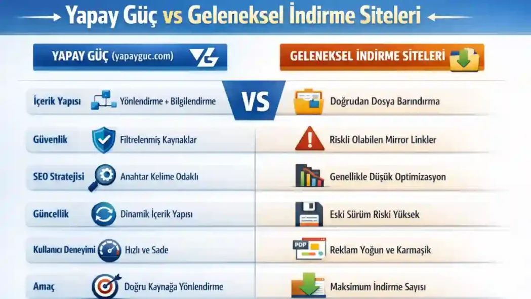 Yapay Güç vs Geleneksel İndirme Siteleri