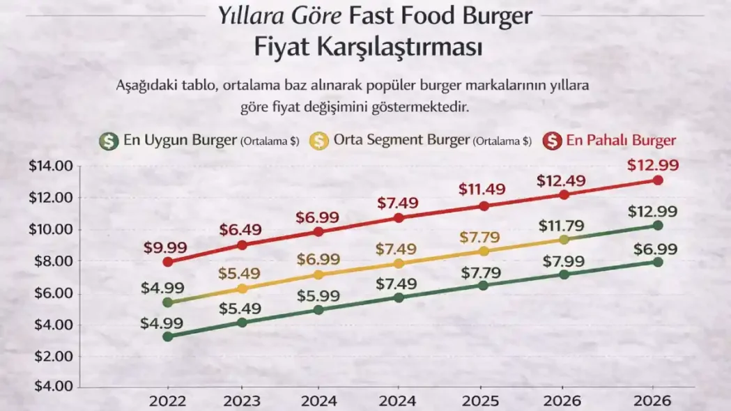 Yıllara Göre Fast Food Burger Fiyat Karşılaştırması