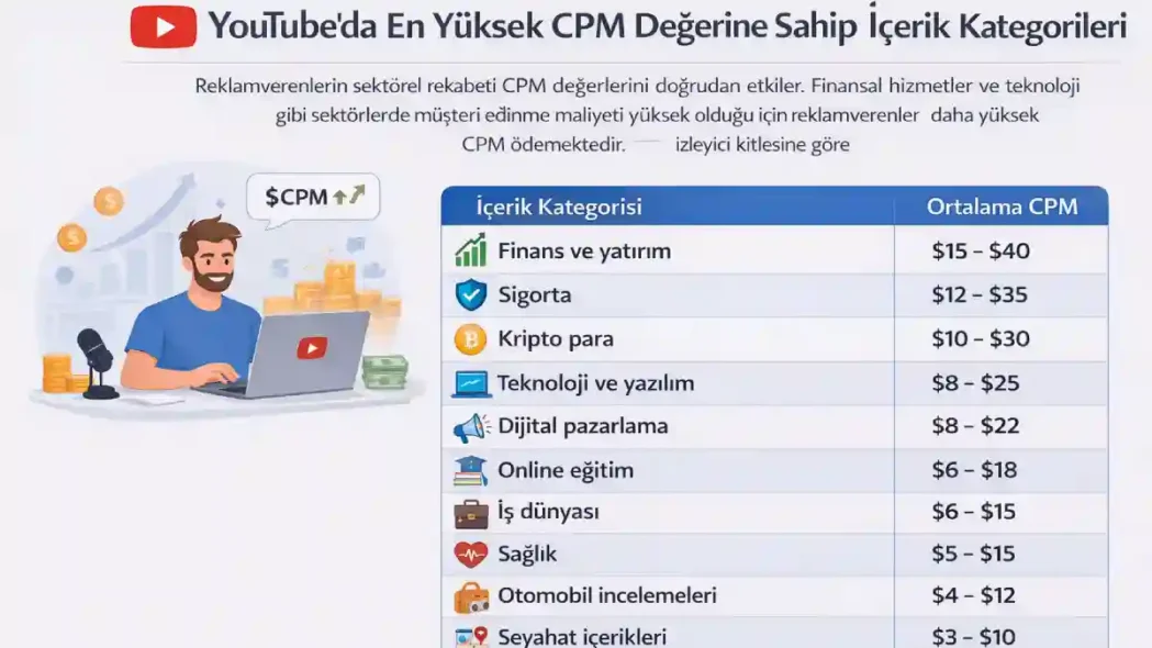 YouTube’da En Yüksek CPM Değerine Sahip İçerik Kategorileri