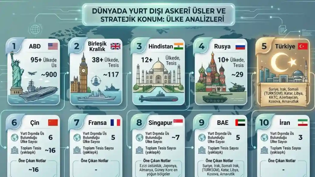 Yurt Dışındaki Askerî Üs Sayısına Göre Ülkeler