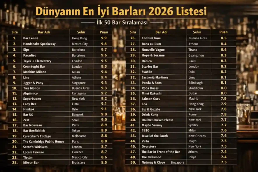 Dünyanın en iyi barları 2026