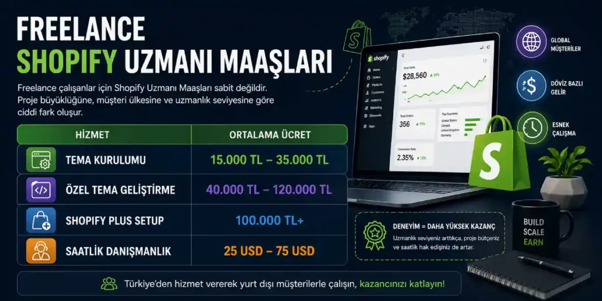 Freelance Shopify Uzmanı Maaşları