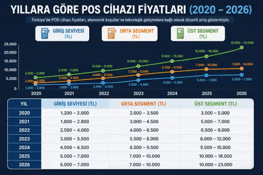Yıllara göre POS cihazı fiyatları