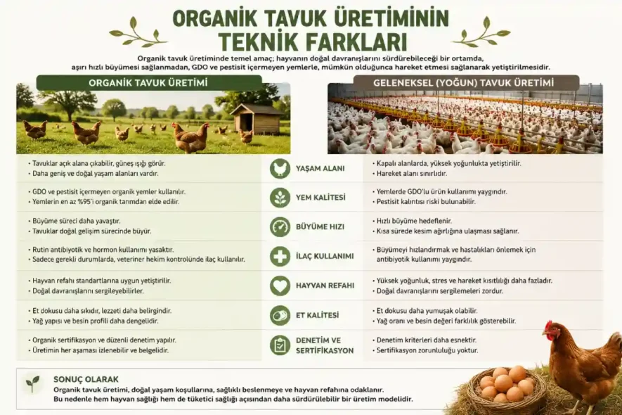 Organik tavuk üretiminin teknik farkları