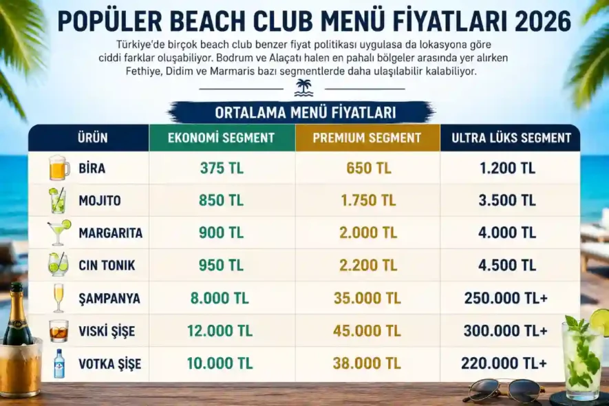 Popüler Beach Club Menü Fiyatları