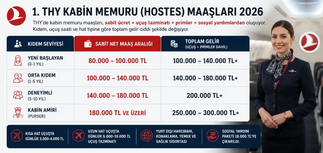 THY Kabin Memuru (Hostes) Maaşları