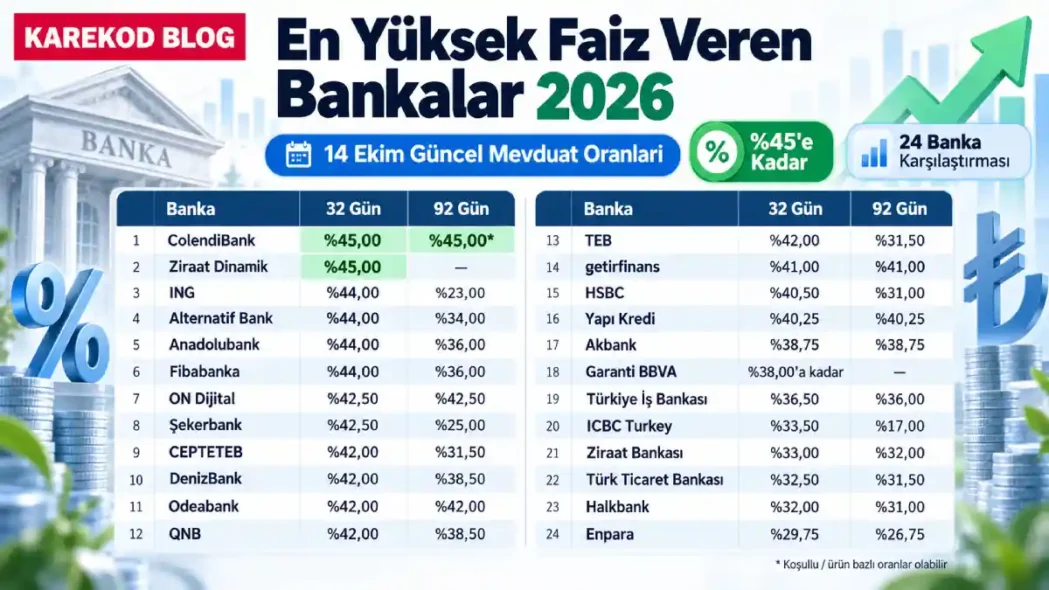 En yüksek faiz veren bankalar