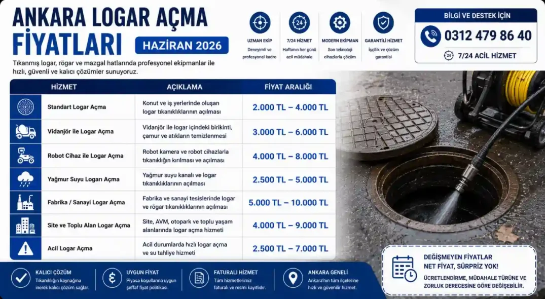 Güncel Ankara Logar Açma Fiyatları