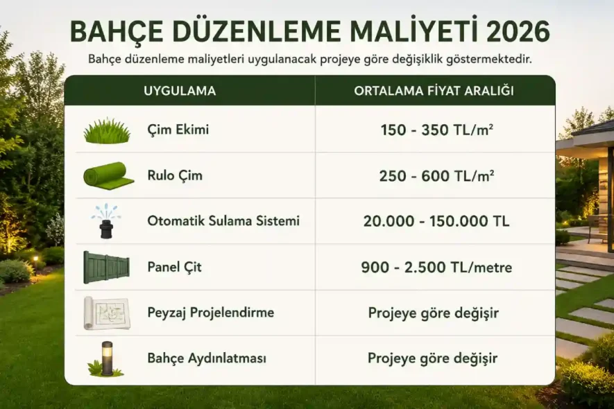 Güncel Bahçe Düzenleme Maliyeti