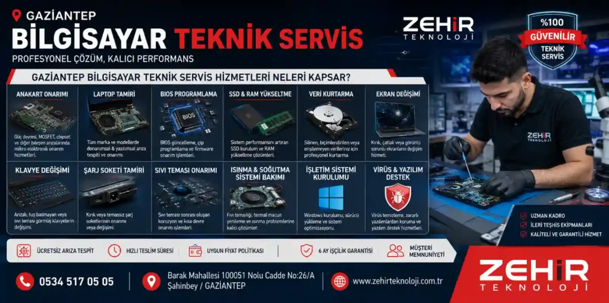 Gaziantep Bilgisayar Teknik Servis Hizmetleri Neleri Kapsar?