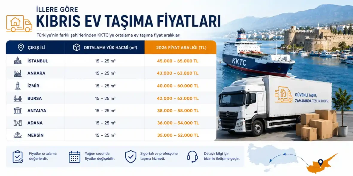 İllere Göre Kıbrıs Ev Taşıma Fiyatları